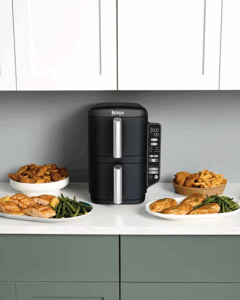 Air Fryer Ninja Double Stack 2 tiroirs superposés 6-en-1, 7,6 L, Noir SL300EU